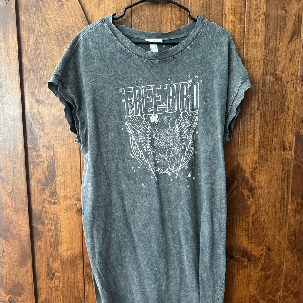 Free Bird Graphic T-Shirt Dress